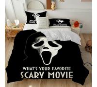 Copripiumino Film Horror Halloween Scheletro Set Biancheria da Letto 2/3 Pezzi Microfibra Uomo Ragazzi Bambini Camera da Letto Moderna Singolo Doppio Duvet Cover e Federa (Nero 2,135_x_200_cm)