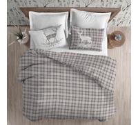 COPRIPIUMINO FLANELLA TIROLESE TARTAN CERVO ROSSO PENSIERI DELICATI MATRIMONIALE