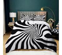 Copripiumino Geometria rotante in bianco e nero Set copripiumino in microfibra In bianco e nero biancheria da letto leggera 135 x 200 cm con chiusura a cerniera Regali per mamma e papà Decorazione