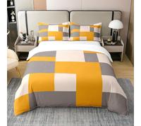 Copripiumino geometrico in piuma 220 x 260 cm 100% puro cotone geometrico giallo grigio bianco piumino ispezione acqua Buffalo piumino piumino respiratore arte moderna a scacchi stampato set di