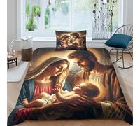 Copripiumino Gesù - Religione，2 Pezzi Set Di Biancheria Da Letto Speranza e amore Stampa Digitale 3D，Microfibre Lenzuolo Antibatterico Con Coperchio Per Uomini E Donne Giovani Single（135x200cm）