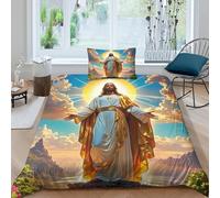 Copripiumino Gesù - Religione，2 Pezzi Set Di Biancheria Da Letto Speranza e amore Stampa Digitale 3D，Microfibre Lenzuolo Con Coperchio Per Cuscino Per Uomini E Donne Giovani Single（135x200cm）