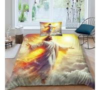 Copripiumino Gesù - Religione，2 Pezzi Set Di Biancheria Da Letto Speranza e amore Stampa Digitale 3D，Microfibre Resistente All'usura Con Coperchio Per Cuscino Per Ragazzi E Ragazze Single（135x200cm）