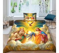 Copripiumino Gesù - Religione，2 Pezzi Set Di Biancheria Da Letto Speranza e amore Stampa Digitale 3D，Microfibre Lenzuolo Antibatterico Con Cerniera E Cuscino Per Adolescenti E Adulti Single（135x200cm）