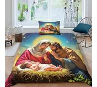 Copripiumino Gesù - Religione，2 Pezzi Set Di Biancheria Da Letto Speranza e amore Stampa Digitale 3D，Microfibre Lenzuolo Antibatterico Con Cerniera E Federe Per Adolescenti E Adulti Single（135x200cm）