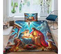 Copripiumino Gesù - Religione，2 Pezzi Set Di Biancheria Da Letto Speranza e amore Stampa Digitale 3D，Microfibre Comodità Con Chiusura A Cerniera Per Uomini E Donne Giovani Single（135x200cm）
