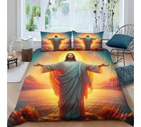 Copripiumino Gesù - Religione，3 Pezzi Set Di Biancheria Da Letto Speranza e amore Stampa Digitale 3D，Microfibre Comodità Con Chiusura A Cerniera Per Adolescenti E Adulti Double（200x200cm）