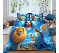 Copripiumino Gesù - Religione，3 Pezzi Set Di Biancheria Da Letto Speranza e amore Stampa Digitale 3D，Microfibre Resistente All'usura Con Chiusura A Cerniera Per Adolescenti E Adulti King（220x240cm）