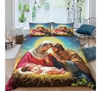 Copripiumino Gesù - Religione，3 Pezzi Set Di Biancheria Da Letto Speranza e amore Stampa Digitale 3D，Microfibre Resistente All'usura Con Cerniera E Cuscino Per Adolescenti E Adulti Double（200x200cm）