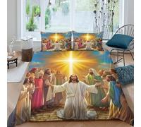 Copripiumino Gesù - Religione，3 Pezzi Set Di Biancheria Da Letto Speranza e amore Stampa Digitale 3D，Microfibre Resistente All'usura Con Chiusura A Cerniera Per Adulti E Bambini King（220x240cm）