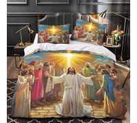 Copripiumino Gesù - Religione，3 Pezzi Set Di Biancheria Da Letto Speranza e amore Stampa Digitale 3D，Microfibre Lenzuolo Antibatterico Con Coperchio Per Uomini E Donne Giovani Single（140x200cm）