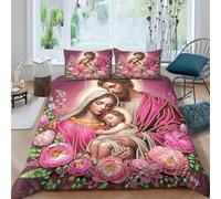 Copripiumino Gesù - Religione，3 Pezzi Set Di Biancheria Da Letto Speranza e amore Stampa Digitale 3D，Microfibre Resistente All'usura Con Chiusura A Cerniera Per Uomini E Donne Giovani Double（200x200cm