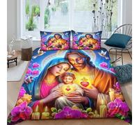 Copripiumino Gesù - Religione，3 Pezzi Set Di Biancheria Da Letto Speranza e amore Stampa Digitale 3D，Microfibre Comodità Con Cerniera E Federe Per Uomini E Donne Giovani Double（200x200cm）