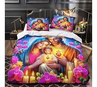 Copripiumino Gesù - Religione，3 Pezzi Set Di Biancheria Da Letto Speranza e amore Stampa Digitale 3D，Microfibre Lenzuolo Antibatterico Con Coperchio Per Uomini E Donne Giovani Single（140x200cm）