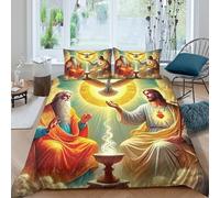 Copripiumino Gesù - Religione，3 Pezzi Set Di Biancheria Da Letto Speranza e amore Stampa Digitale 3D，Microfibre Comodità Con Cerniera E Cuscino Per Uomini E Donne Giovani King（220x240cm）
