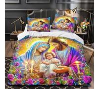 Copripiumino Gesù - Religione，3 Pezzi Set Di Biancheria Da Letto Speranza e amore Stampa Digitale 3D，Microfibre Lenzuolo Con Cerniera E Cuscino Per Uomini E Donne Giovani Super King（260x220cm）