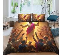 Copripiumino Gesù - Religione，3 Pezzi Set Di Biancheria Da Letto Speranza e amore Stampa Digitale 3D，Microfibre Lenzuolo Antibatterico Con Cerniera E Cuscino Per Uomini E Donne Giovani King（220x240cm）