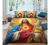 Copripiumino Gesù - Religione，3 Pezzi Set Di Biancheria Da Letto Speranza e amore Stampa Digitale 3D，Microfibre Con Coperchio Per Cuscino Per Uomini E Donne Giovani Double（200x200cm）