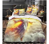 Copripiumino Gesù - Religione，3 Pezzi Set Di Biancheria Da Letto Speranza e amore Stampa Digitale 3D，Microfibre Comodità Con Chiusura A Cerniera Per Uomini E Donne Giovani Single（140x200cm）