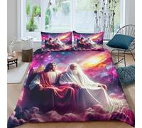 Copripiumino Gesù - Religione，3 Pezzi Set Di Biancheria Da Letto Speranza e amore Stampa Digitale 3D，Microfibre Resistente All'usura Con Cerniera E Federe Per Adolescenti E Adulti Double（200x200cm）