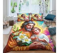 Copripiumino Gesù - Religione，3 Pezzi Set Di Biancheria Da Letto Speranza e amore Stampa Digitale 3D，Microfibre Comodità Con Cerniera E Federe Per Ragazzi E Ragazze Double（200x200cm）