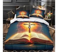 Copripiumino Gesù - Religione，3 Pezzi Set Di Biancheria Da Letto Speranza e amore Stampa Digitale 3D，Microfibre Lenzuolo Antibatterico Con Cerniera E Cuscino Per Adulti E Bambini Single（140x200cm）