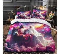 Copripiumino Gesù - Religione，3 Pezzi Set Di Biancheria Da Letto Speranza e amore Stampa Digitale 3D，Microfibre Resistente All'usura Con Chiusura A Cerniera Per Ragazzi E Ragazze Super King（260x220cm）