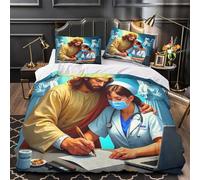 Copripiumino Gesù - Religione，3 Pezzi Set Di Biancheria Da Letto Speranza e amore Stampa Digitale 3D，Microfibre Con Coperchio Per Cuscino Per Uomini E Donne Giovani Super King（260x220cm）