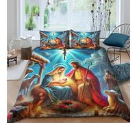 Copripiumino Gesù - Religione，3 Pezzi Set Di Biancheria Da Letto Speranza e amore Stampa Digitale 3D，Microfibre Comodità Con Chiusura A Cerniera Per Uomini E Donne Giovani Double（200x200cm）