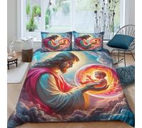 Copripiumino Gesù - Religione，3 Pezzi Set Di Biancheria Da Letto Speranza e amore Stampa Digitale 3D，Microfibre Resistente All'usura Con Cerniera E Federe Per Uomini E Donne Giovani King（220x240cm）