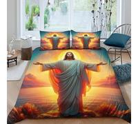Copripiumino Gesù - Religione，3 Pezzi Set Di Biancheria Da Letto Speranza e amore Stampa Digitale 3D，Microfibre Comodità Con Chiusura A Cerniera Per Adulti E Bambini King（220x240cm）