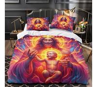 Copripiumino Gesù - Religione，3 Pezzi Set Di Biancheria Da Letto Speranza e amore Stampa Digitale 3D，Microfibre Comodità Con Cerniera E Federe Per Uomini E Donne Giovani Super King（260x220cm）