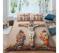 Copripiumino Gesù - Religione，3 Pezzi Set Di Biancheria Da Letto Speranza e amore Stampa Digitale 3D，Microfibre Comodità Con Cerniera E Federe Per Adulti E Bambini King（220x240cm）