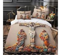 Copripiumino Gesù - Religione，3 Pezzi Set Di Biancheria Da Letto Speranza e amore Stampa Digitale 3D，Microfibre Comodità Con Chiusura A Cerniera Per Uomini E Donne Giovani Super King（260x220cm）