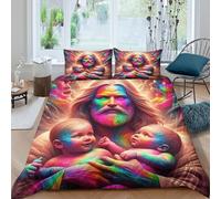 Copripiumino Gesù - Religione，3 Pezzi Set Di Biancheria Da Letto Speranza e amore Stampa Digitale 3D，Microfibre Comodità Con Cerniera E Cuscino Per Uomini E Donne Giovani King（220x240cm）