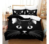 Copripiumino icona faccia di gatto 3 Pezzi Copripiumino E Federa,Set Di Biancheria Da Letto Per Adulti E Ragazzi,Matrimoniale Con Gatto Copripiumino Federe-prevenire L'umidit,Anallergico 140x200cm