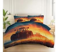 Copripiumino Illustrazione Tramonto Camion Stampa con Chiusura a Cerniera, 180 × 220 cm Morbida Microfibra Copripiumino per Tutte le Stagioni, Blu Scuro Reversibile Copripiumini Facile da Pulire