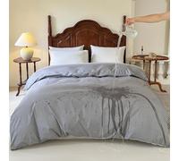 Copripiumino impermeabile per letto king, su un lato, impermeabile, ipoallergenico, antiacaro, lavabile, con chiusura a cerniera (grigio, 220 x 230 cm)