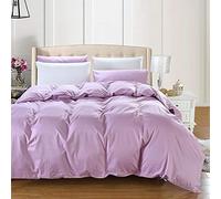 Copripiumino in cotone di colore solido, copertura di comfort di lusso amichevole per la pelle, tessuto di pioggia morbido seta traspirante trapunta per tutta la stagione-Viola Chiaro 160x210cm(63x83i