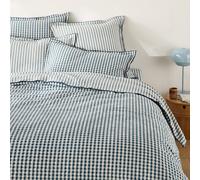 Copripiumino in cotone seersucker, COTTAGE BLU Blu 160 x 210 cm