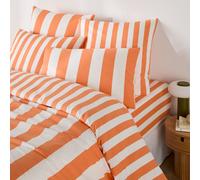 Copripiumino in cotone, stampa a righe, HENDAYE ORANGE Arancione 160 x 210 cm