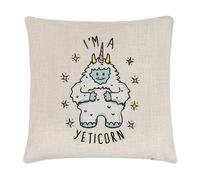Copripiumino In Lino Yeticorn - Cuscino Divertente Animale Yeti Unicorn