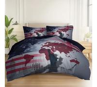 Copripiumino in morbida microfibra 135 x 200 cm, Set di biancheria da letto con cerniera Città Moderna Mappa per adulti adolescenti bambini decorazione della stanza Blu Scuro
