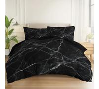 Copripiumino in morbida microfibra 260 x 240 cm, Set di biancheria da letto con cerniera Marmo Minimalista per adulti adolescenti bambini decorazione della stanza Nero