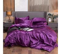 Copripiumino in Seta, Set di Biancheria da Letto in Raso, Lenzuolo con Angoli Lavabile in Lavatrice E Non Stirabile, Ricamo Trapuntato Floreale, Copriletto Matrimoniale 220x240