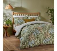 Duvet Day Copripiumino Kentia Biancheria da letto reversibile con stampa tropicale con palme e motivi geometrici (verde palma - matrimoniale)