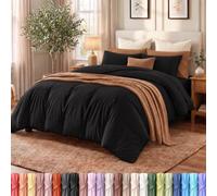 Copripiumino king size, 3 pezzi in poliestere effetto cotone con chiusura a | Extra morbido e traspirante per bambini, donne e uomini, include copripiumino e 2 federe, piumino non incluso, OekoTex