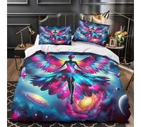 Copripiumino Le ali degli angeli，3 Pezzi Set Di Biancheria Da Letto Forza divina Stampa Digitale 3D，Microfibre Resistente All'usura Con Chiusura A Cerniera Per Adulti E Bambini Super King（260x220cm）