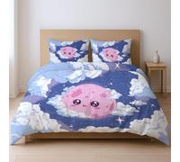 Copripiumino, leggera e traspirante set da letto per l’estate che per l’inverno. Rosa Cartone animato minimalista nuvole luna 200 x 200 cm Federa: 80 x 80 cm.