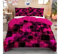 Copripiumino Matrimoniale 200 X 200 Cm Federe 50X80 Cm - Biancheria Da Letto In Morbida Microfibra Geometria Cubo Al Neon, Set Copripiumino Elementi Psichedelici Futuristici Con 2 Federe - 3 Pezzi -